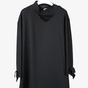Marie Saint Pierre Black Banded Collar Polyamide Swing Dress